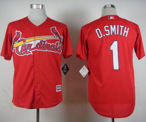 Cardinals #1 Ozzie Smith Red Cool Base Stitched MLB Jersey - Click Image to Close